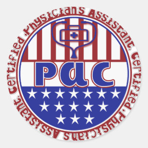 PAC Certified Physician Assistant PATRIOTIC FLAG Classic Round Sticker