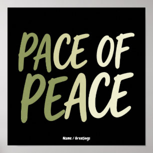 Pace of Peace Green Slow Living Mindfulness Mantra Poster