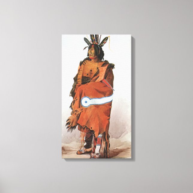 Pachtuwa-Chta, Arikara Warrior Portrait by Bodmer Canvas Print (Front)
