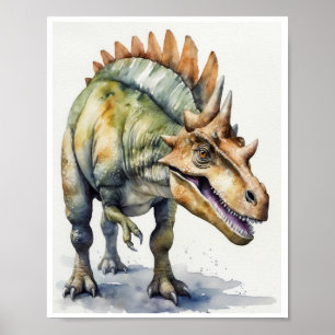 Pachycephalosaurus Dinosaur Watercolor Homedecor  Poster