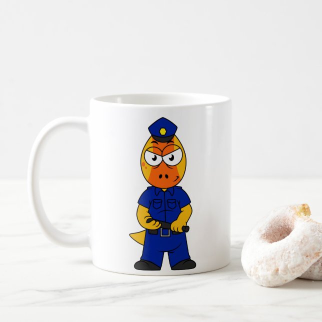 Pachycephalosaurus Police Officer. Coffee Mug (With Donut)