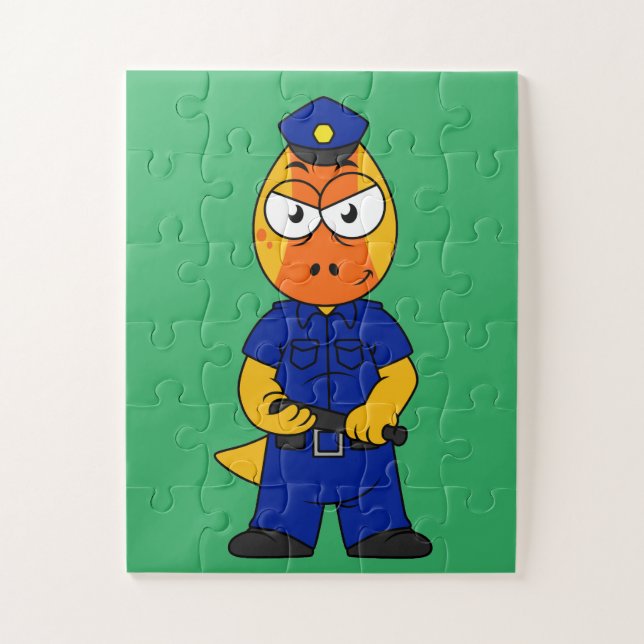 Pachycephalosaurus Police Officer. Jigsaw Puzzle (Vertical)