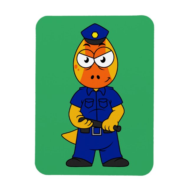 Pachycephalosaurus Police Officer. Magnet (Vertical)