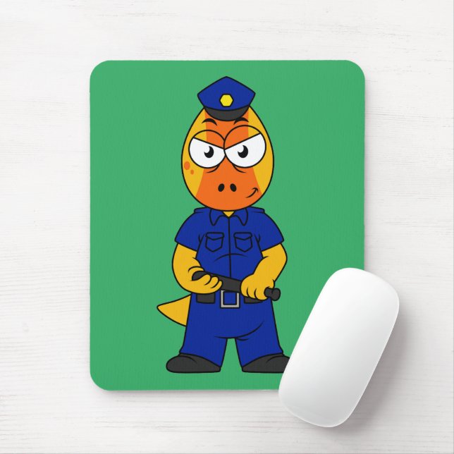 Pachycephalosaurus Police Officer. Mouse Pad (With Mouse)