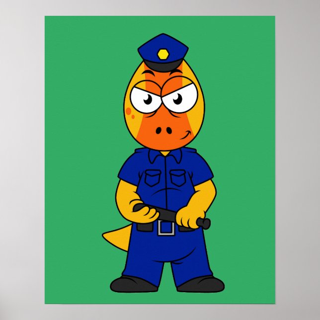 Pachycephalosaurus Police Officer. Poster (Front)