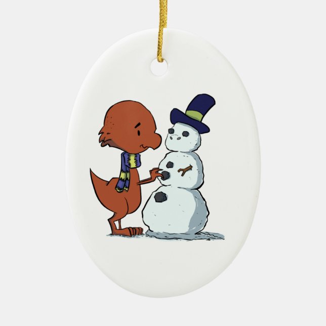 Pachycephalosaurus & Snowman Ornament (Front)