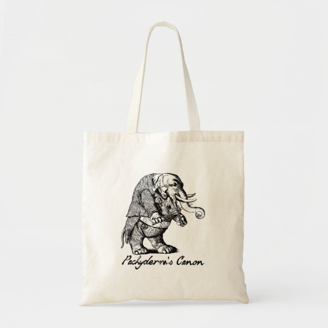 Pachyderm's Canon Violin playing Elephant Fiddle Tote Bag (Front)