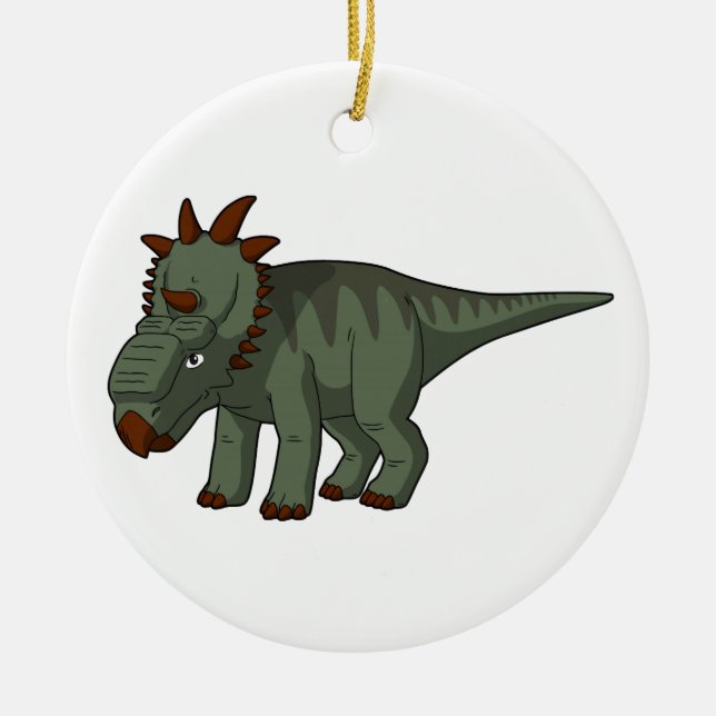 Pachyrhinosaurus- Cartoon Dinosaur Ceramic Tree Decoration (Front)