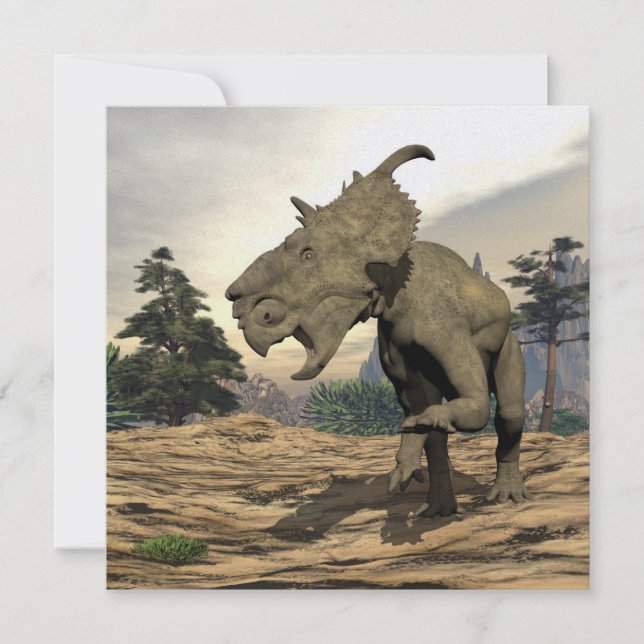 Pachyrhinosaurus dinosaur roaring - 3D render (Front)