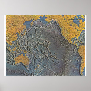 " Pacific: 1969/today - Sea bottom map  Poster