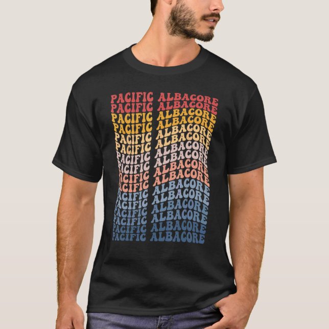 Pacific Albacore Groovy Retro Fish T-Shirt (Front)