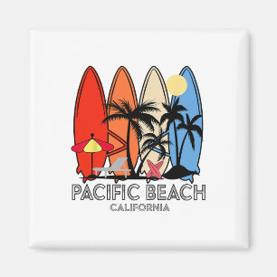 Pacific Beach California Retro Surfboard Vintage Magnet