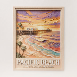 Pacific Beach San Diego 3D Textured Surfing Travel Jigsaw Puzzle