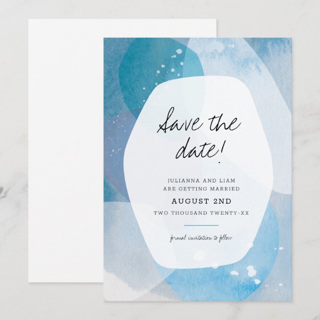 Pacific Blue Save the Date Invitation (Front/Back)