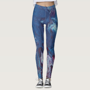 Pacific Boils Over 3 Deep Blue Abstract Leggings