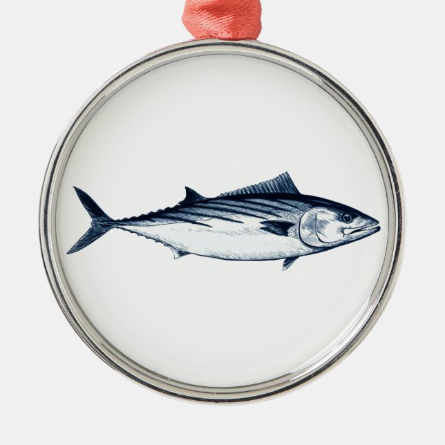 Pacific Bonito Logo Metal Tree Decoration (Front)