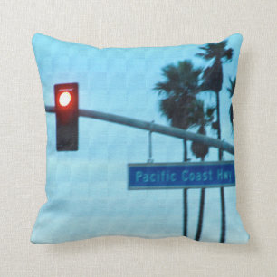 Pacific Coast Highway 1 Sign Huntington Beach CA Cushion
