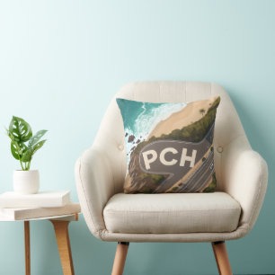 Pacific Coast Highway Aerial Travel Art Cushion