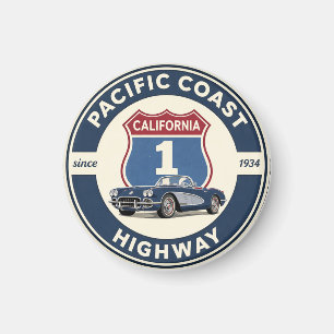pacific coast highway CLASSICCAR california route Magnet