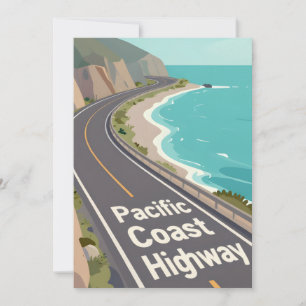 Pacific Coast Highway Graphic Travel Art Holiday Card