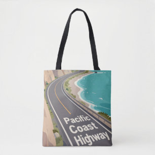 Pacific Coast Highway Graphic Travel Art Tote Bag