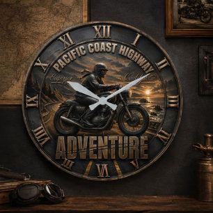 Pacific Coast Highway Motorcycle Large Clock