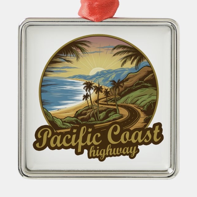 Pacific Coast Highway Retro Metal Tree Decoration (Front)
