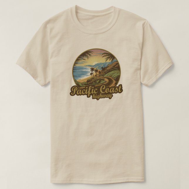 Pacific Coast Highway Retro T-Shirt (Design Front)