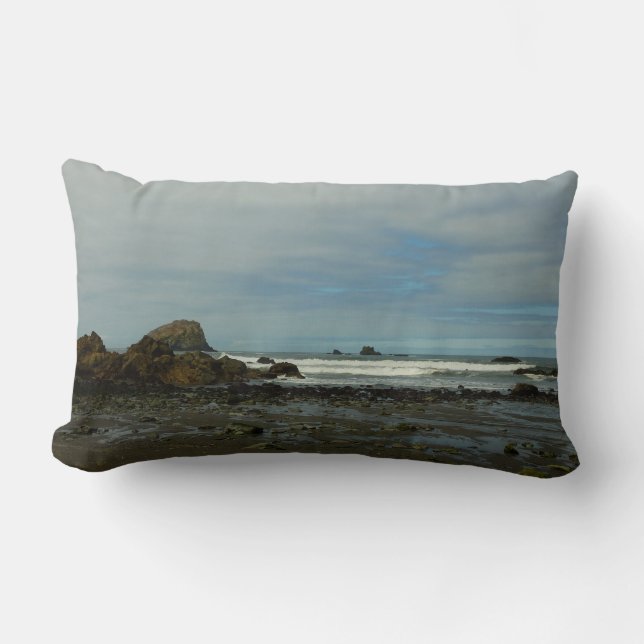 Pacific Coastline at Redwood National Park Lumbar Cushion (Front)