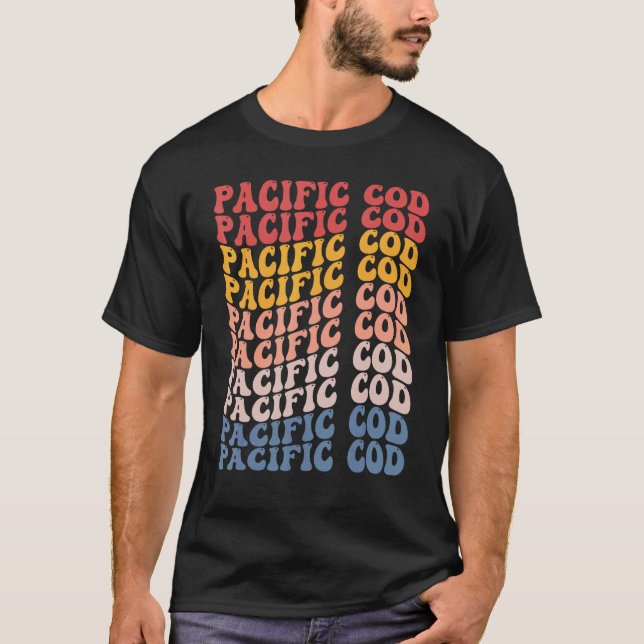 Pacific Cod Groovy Retro Fish T-Shirt (Front)