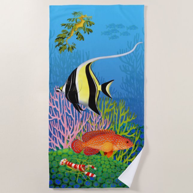 Pacific Coral Reef Beach Towel (Front)