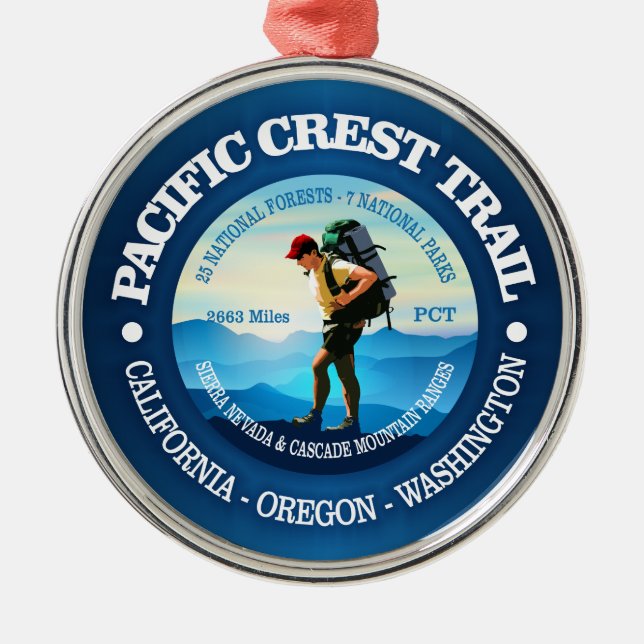 Pacific Crest Trail (Hiker C) Metal Tree Decoration (Front)
