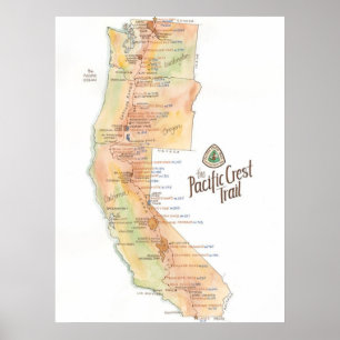 Pacific Crest Trail Map Poster