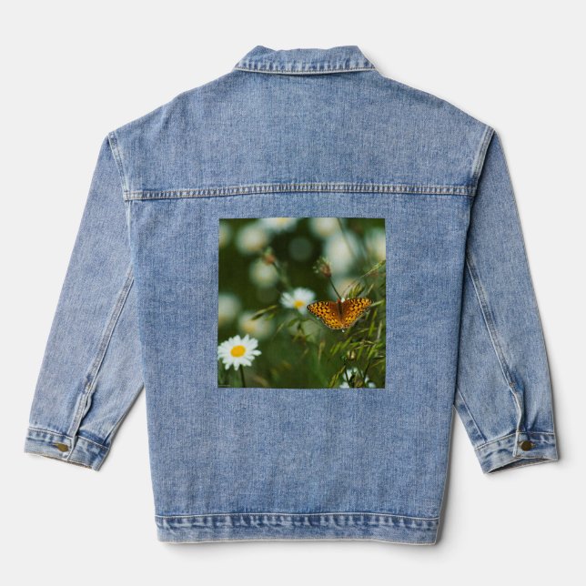 Pacific Fritillary Butterfly Denim Jacket (Back)