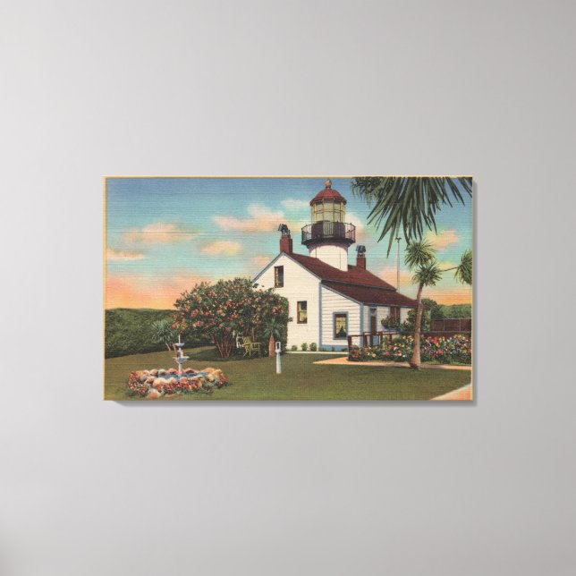 Pacific Grove, CA - Point Pinos Light House View Canvas Print (Front)