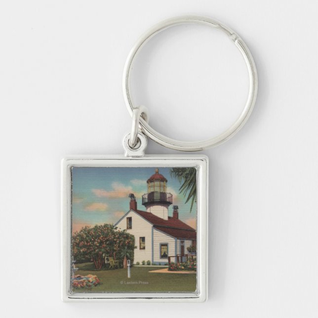 Pacific Grove, CA - Point Pinos Light House View Key Ring (Front)