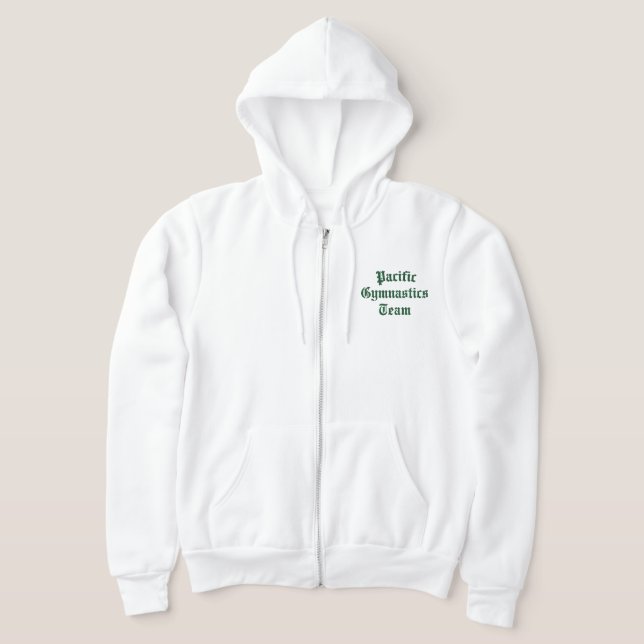 pacific gymnastics white zip hoodie  (Laydown)