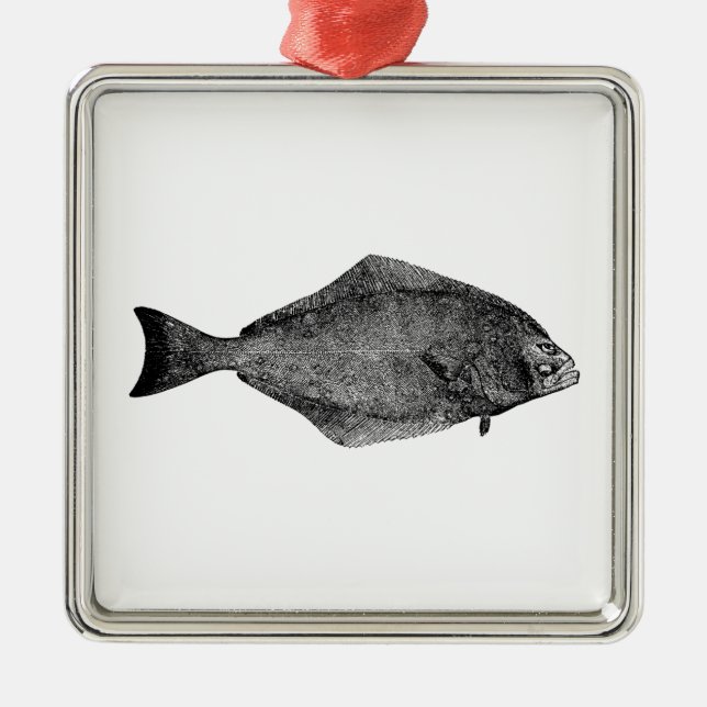 Pacific Halibut Logo Metal Tree Decoration (Front)
