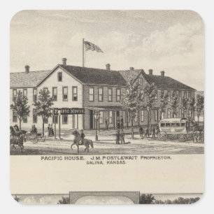 Pacific House, Salina Valley Farm, Kansas Square Sticker