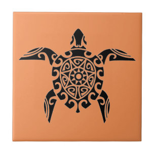 Pacific Island design tattoo style Turtle Tile