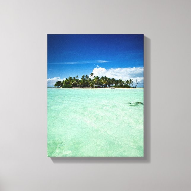 Pacific island with palm trees canvas print (Front)