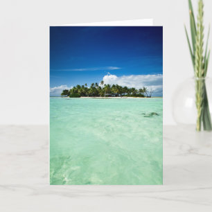 Pacific island with palm trees greeting card