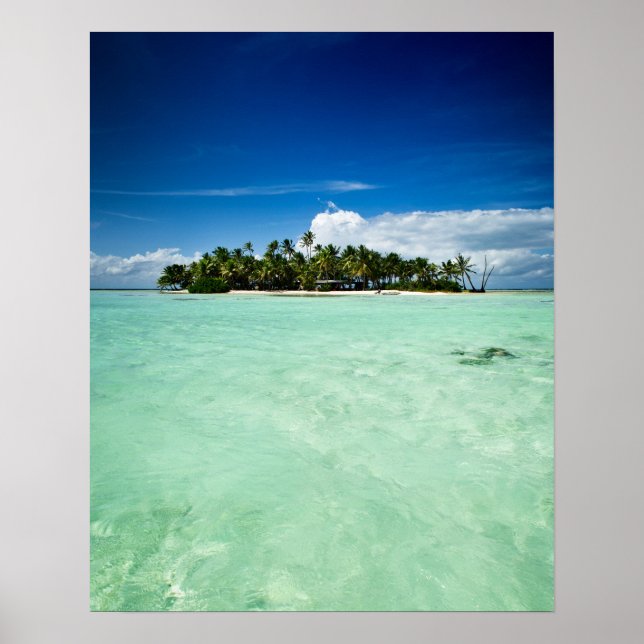 Pacific island with palm trees poster (Front)