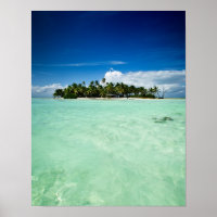 Pacific island with palm trees poster