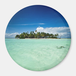 Pacific island with palm trees round magnet