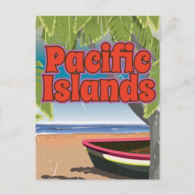 Pacific Islands Vintage vacation art Postcard (Front)