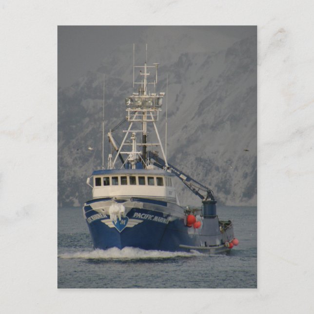 Pacific Mariner with Freezing Spray, Unalaska Isla Postcard (Front)