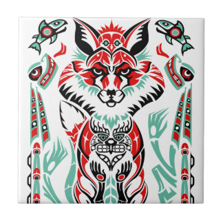 Pacific North Coastal Native American Indian Fox Tile