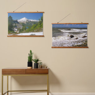 Pacific Northwest Mountain Beach Scenic Photo Hanging Tapestry