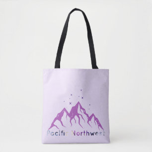 Pacific Northwest Mountain Range and Stars Tote Bag
